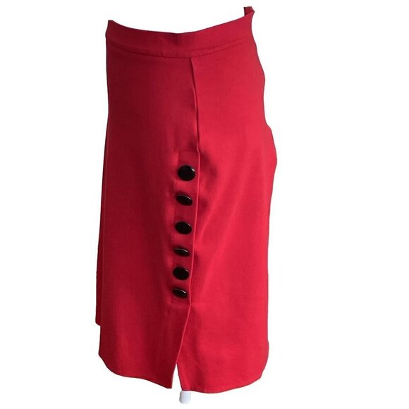 Retro Cherry Red Pinup Pencil Skirt with Button Accents Size L - Picture 4 of 8